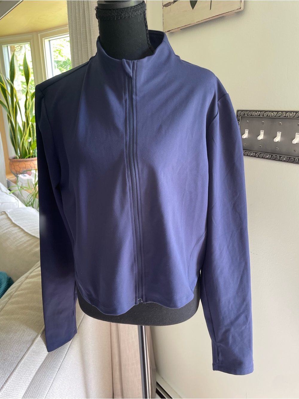 Women's Navy Lightweight Zip-Front Bomber Jacket